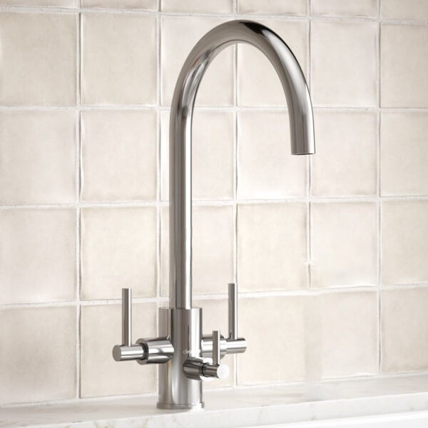 Clearwater Stella Tri-Spa-C 3-Way Kitchen Filter Tap with Swivel Spout - Stick Handles