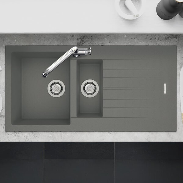 Alternate image of Clearwater Tivoli Granite Inset Kitchen Sink with Drainer 1000 x 500mm - 1.5 Bowl