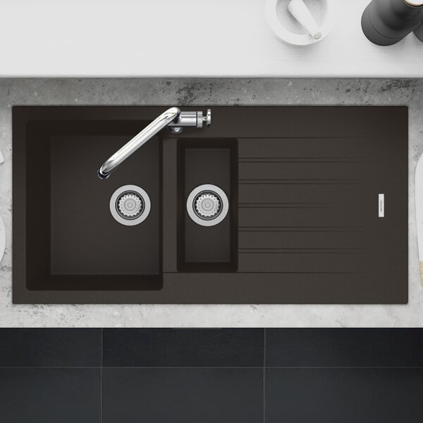 Alternate image of Clearwater Tivoli Granite Inset Kitchen Sink with Drainer 1000 x 500mm - 1.5 Bowl