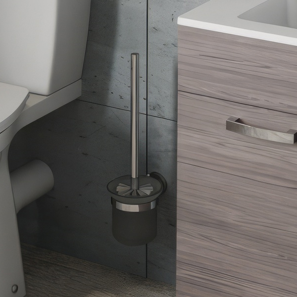 Ideal Standard IOM Chrome Toilet Brush With Frosted Glass And Holder