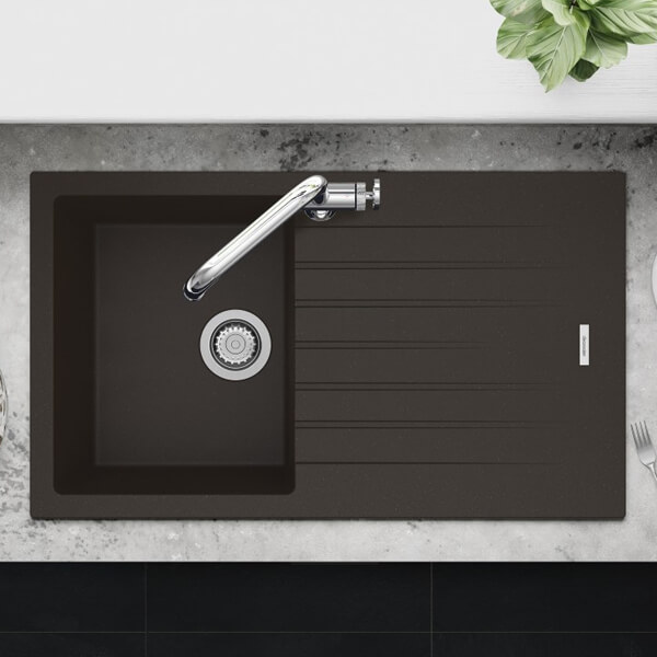 Alternate image of Clearwater Tivoli Granite Inset Kitchen Sink with Drainer and Waste - One Bowl