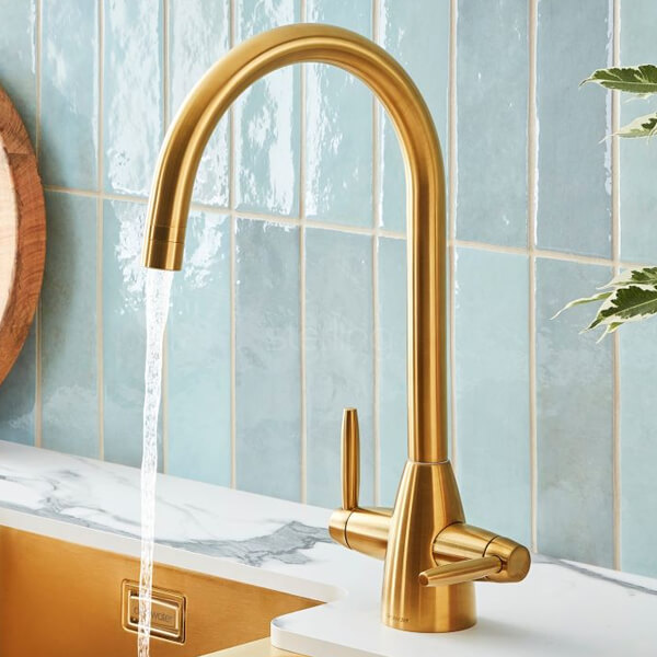 Alternate image of Clearwater Tutti-C Kitchen Sink Mixer Tap with Curved Swivel Spout - Stick Handles
