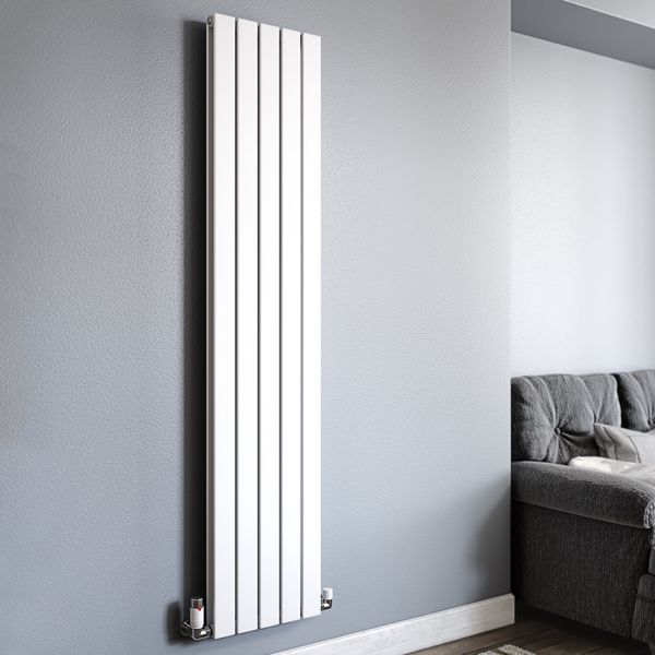 Reina Flat Vertical Designer Radiator - Mild Steel - Double Panel