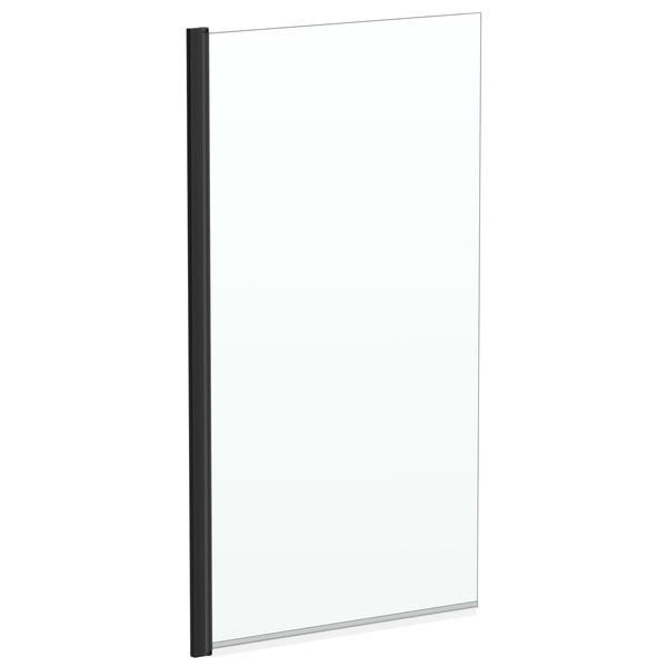 QS Basics Nerox Frameless Square Matt Black Pivot Shower Screen - 780 x 1400mm