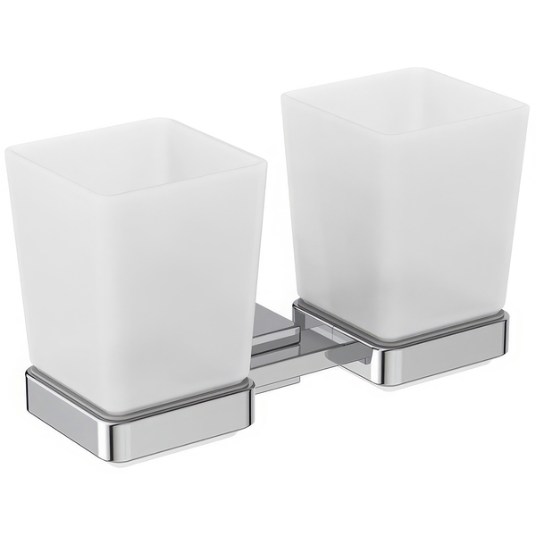Additional image of Ideal Standard IOM Square Frosted Glass Tumbler And Chrome Holder