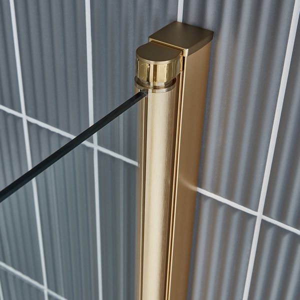 Alternate image of Aquaglass Velar Frameless Pivot Bath Screen 800 x 1400mm - Brushed Brass Profile