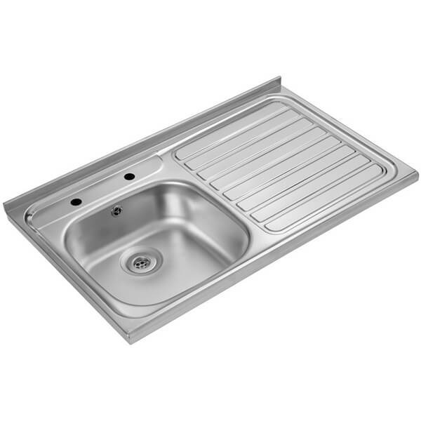 Alternate image of Clearwater Contract Stainless Steel Inset Kitchen Sink with Waste and Drainer 1000mm Length - One Bowl