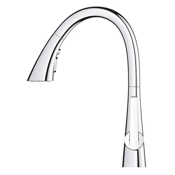 Additional image of Grohe Zedra Contemporary Pull-Out Kitchen Sink Mixer Tap with Swan Neck Swivel Spout - Flat Handle