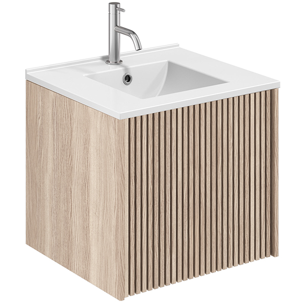 Crosswater Limit Fluted Wall Hung Vanity Unit 450mm High - Single Drawer