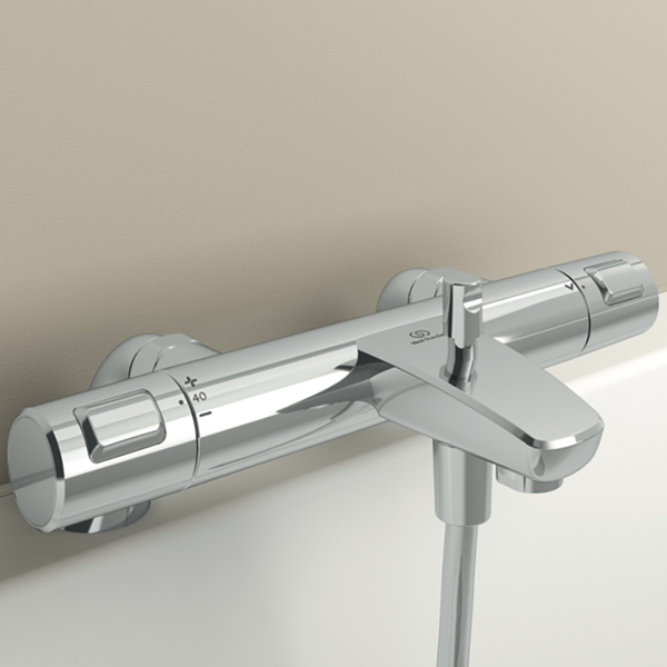 Ideal Standard Ceratherm T25 Thermostatic Chrome Bath Shower Mixer Tap - Knob Handles