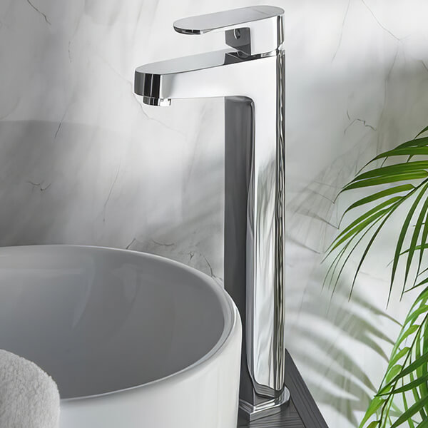 Methven Amio Contemporary Tall Basin Mixer Tap 320mm High - Flat Handle and Spout - Deck Mounted