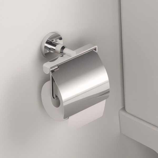 Ideal Standard IOM Chrome Toilet Roll Holder With Cover