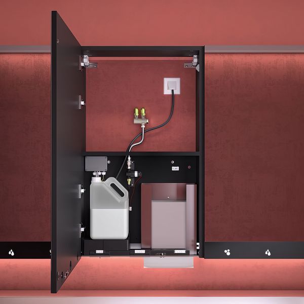 Alternate image of Delabie Wall Hung Matte Black Mirror Cabinet With Paper Towel Dispenser 1000mm High - Single Door