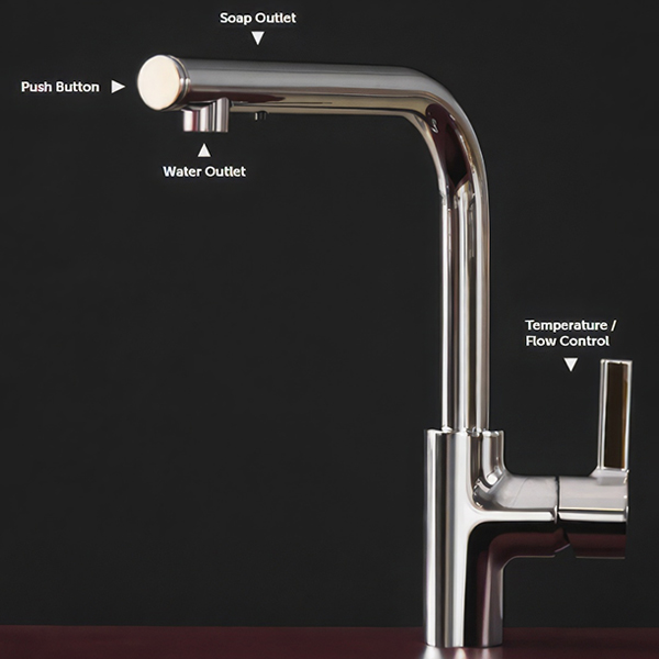 Alternate image of Ideal Standard Gusto Imx L-Shaped Kitchen Mixer Tap with Swivel Spout - Flat Handle