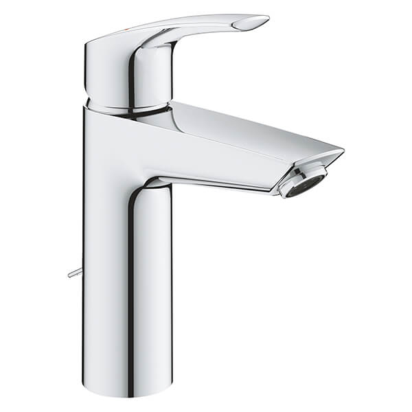 Additional image of Grohe Eurosmart Contemporary M-Size Chrome Basin Mixer Tap - Curved Handle