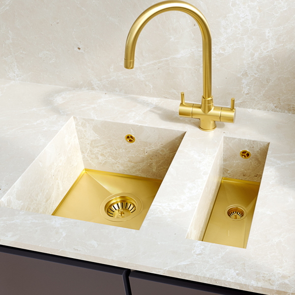 Alternate image of 1810 Company Axixuno SET-A 355U and 150U Stainless Steel Undermount Kitchen Sink - 1.5 Bowl