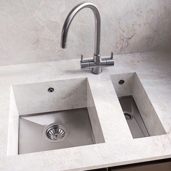 Alternate image of 1810 Company Axixuno SET-A 355U and 150U Stainless Steel Undermount Kitchen Sink - 1.5 Bowl