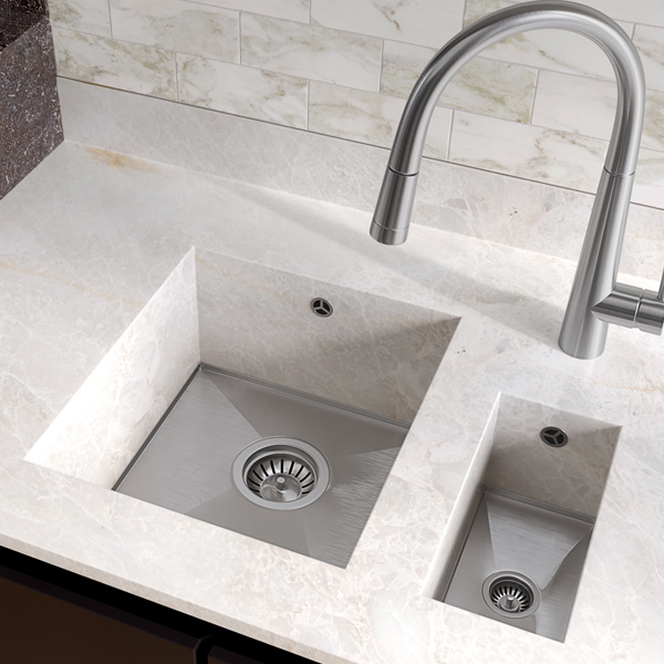 Alternate image of 1810 Company Axixuno SET-B Stainless Steel Undermount Kitchen Sink - One and Half Short Bowl