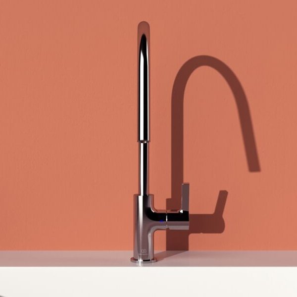 Ideal Standard Gusto Round Kitchen Mixer Tap with C-Shaped Swivel Spout - Lever Handle