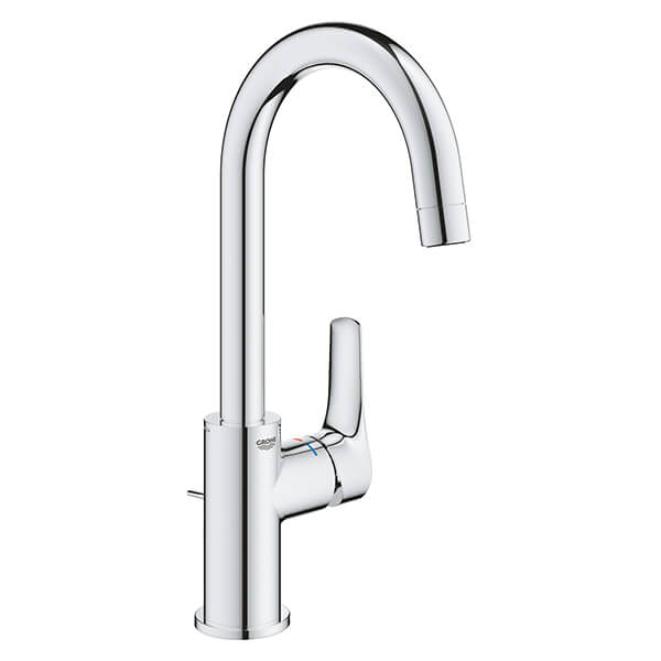 Additional image of Grohe Eurosmart Contemporary L-Size Chrome Basin Mixer Tap with Swivel Spout - Flat Handle