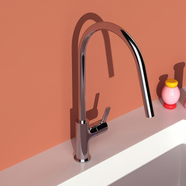 Alternate image of Ideal Standard Gusto Round Kitchen Mixer Tap with C-Shaped Swivel Spout - Lever Handle