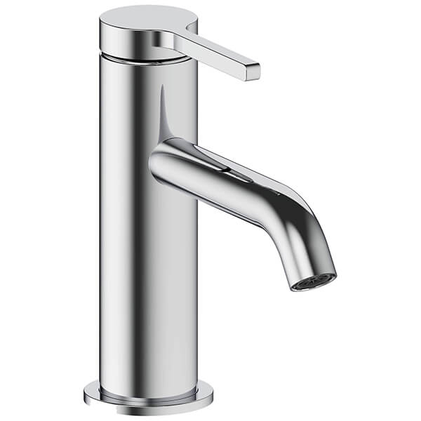 Britton Hoxton Contemporary Basin Mixer Tap with Curved Spout - Stick Handle - Deck Mounted