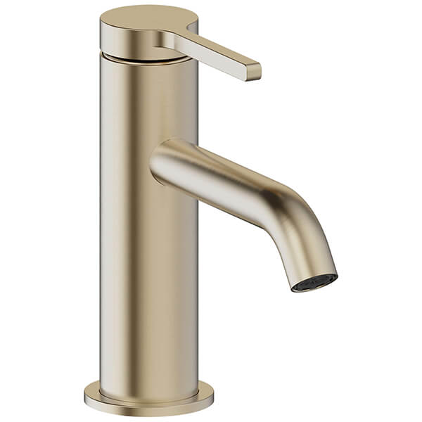Additional image of Britton Hoxton Contemporary Basin Mixer Tap with Curved Spout - Stick Handle - Deck Mounted
