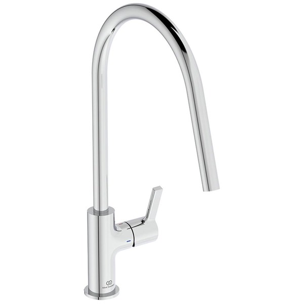 Ideal Standard Gusto Round Kitchen Mixer Tap with C-Shaped Swivel Spout - Lever Handle