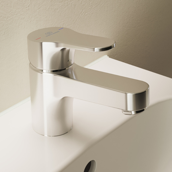 Ideal Standard Cerabase Chrome Mini Basin Mixer Tap with Click Waste - Flat Handle