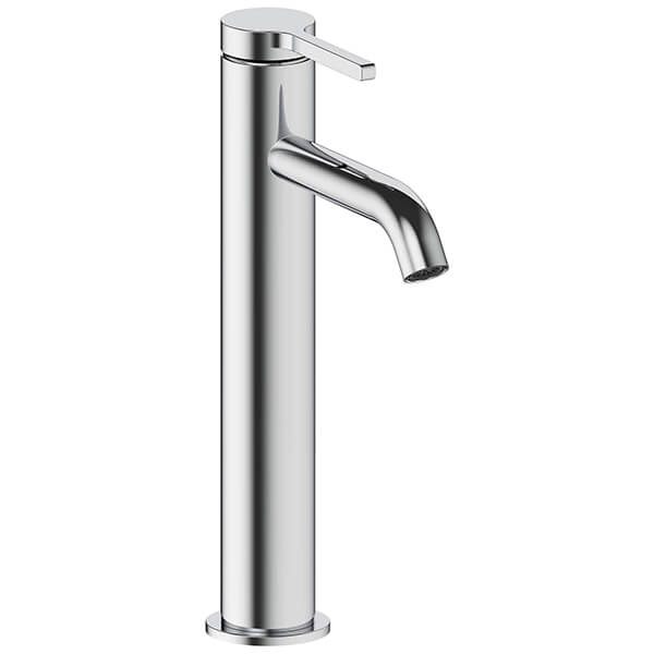 Britton Hoxton Contemporary Tall Basin Mixer Tap with Curved Spout - Stick Handle - Deck Mounted