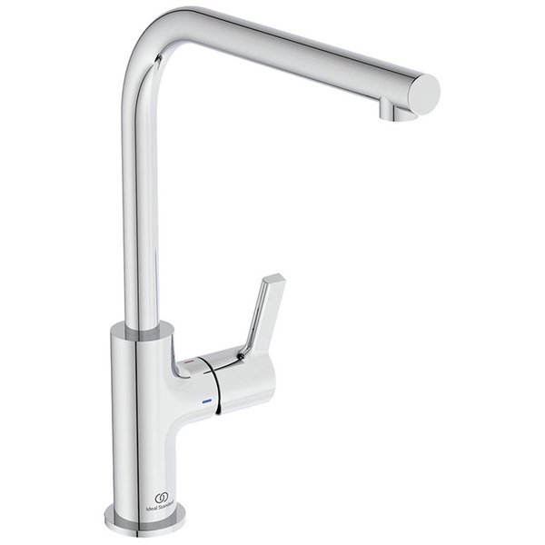 Ideal Standard Gusto L-Shaped Kitchen Mixer Tap with Swivel Tubular Spout - Lever Handle