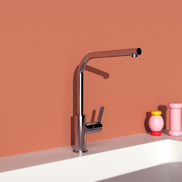 Alternate image of Ideal Standard Gusto L-Shaped Kitchen Mixer Tap with Swivel Tubular Spout - Lever Handle