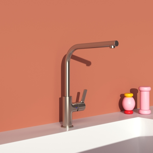 Alternate image of Ideal Standard Gusto L-Shaped Kitchen Mixer Tap with Swivel Tubular Spout - Lever Handle