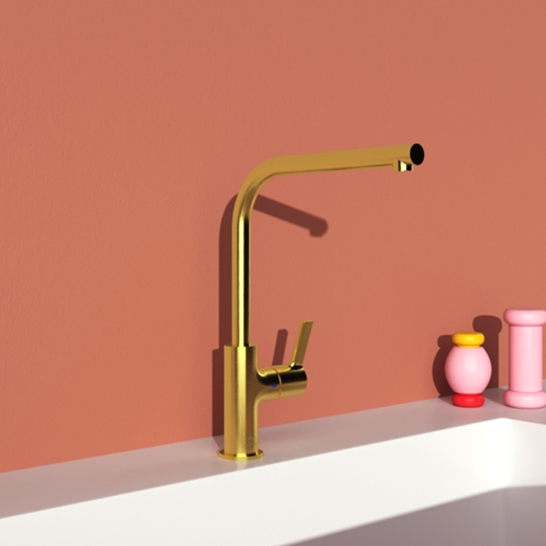 Alternate image of Ideal Standard Gusto L-Shaped Kitchen Mixer Tap with Swivel Tubular Spout - Lever Handle