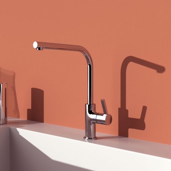 Alternate image of Ideal Standard Gusto L-Shaped Kitchen Mixer Tap with Swivel Tubular Spout - Lever Handle
