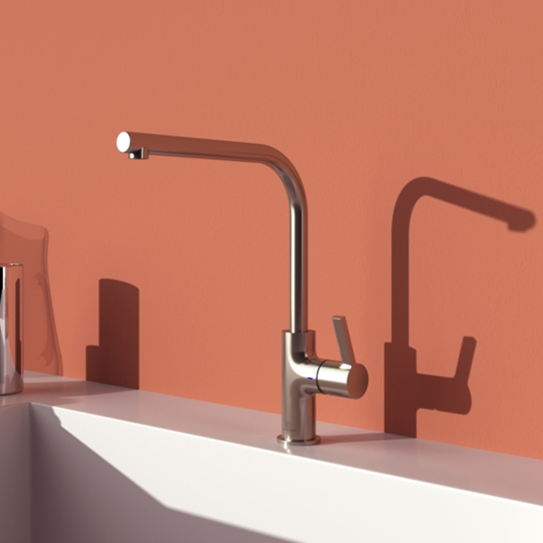 Alternate image of Ideal Standard Gusto L-Shaped Kitchen Mixer Tap with Swivel Tubular Spout - Lever Handle