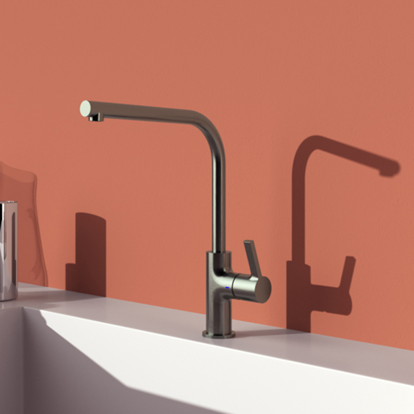 Alternate image of Ideal Standard Gusto L-Shaped Kitchen Mixer Tap with Swivel Tubular Spout - Lever Handle