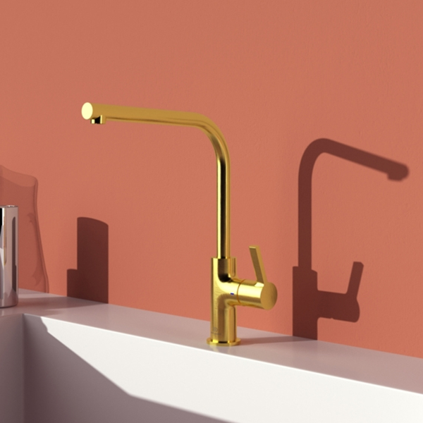 Alternate image of Ideal Standard Gusto L-Shaped Kitchen Mixer Tap with Swivel Tubular Spout - Lever Handle