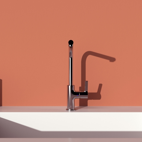 Alternate image of Ideal Standard Gusto L-Shaped Kitchen Mixer Tap with Swivel Tubular Spout - Lever Handle