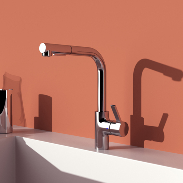 Alternate image of Ideal Standard Gusto L-Shaped Pull-Out Chrome Kitchen Mixer Tap with Swivel Spout - Dual Spray Mode
