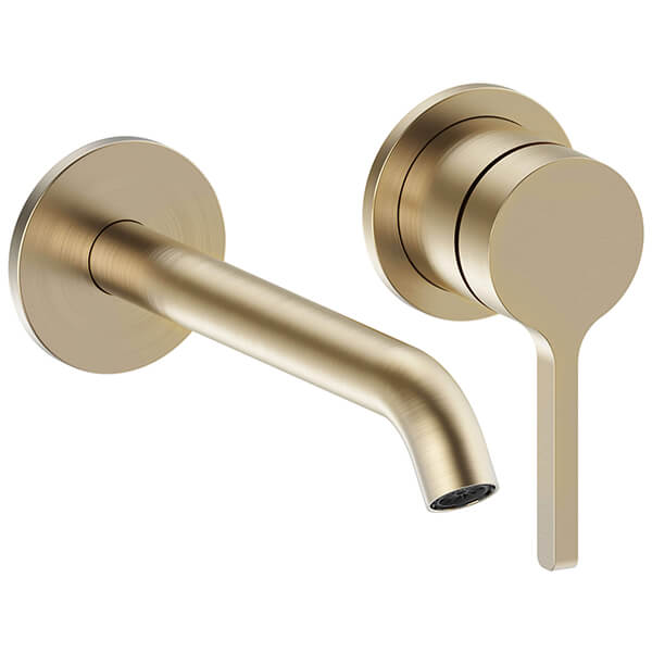 Additional image of Britton Hoxton 2 Hole Basin Mixer Tap with Curved Spout - Stick Handle - Wall Mounted