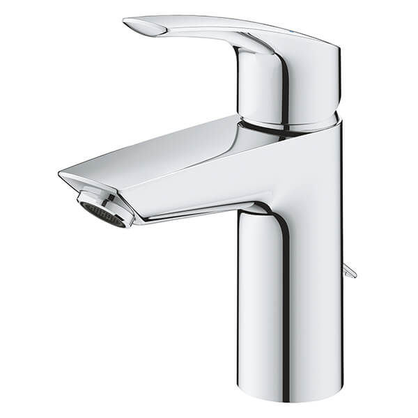 Additional image of Grohe Eurosmart Contemporary S-Size Chrome Basin Mixer Tap with Retractable Chain - Curved Handle