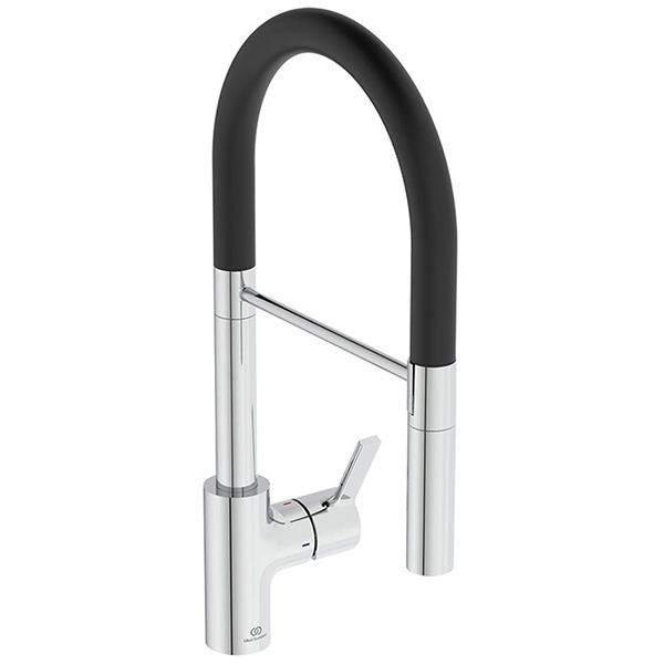 Ideal Standard Gusto Semi-Pro Pull-Out Chrome Kitchen Mixer Tap with Swivel Spout - 2 Spray Modes