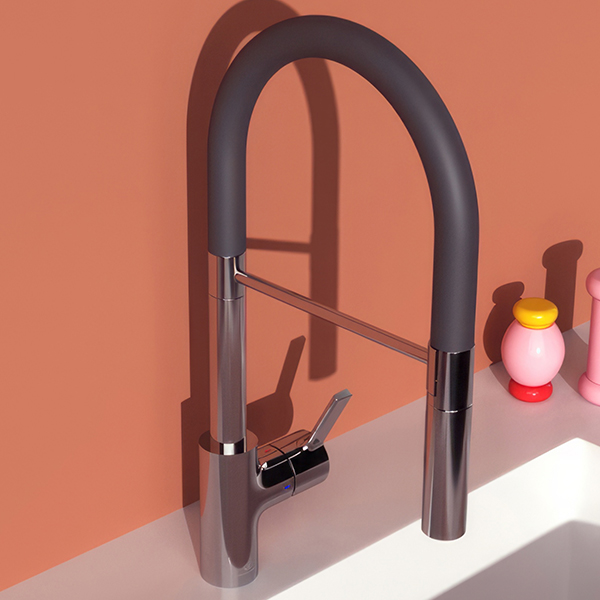 Ideal Standard Gusto Semi-Pro Pull-Out Chrome Kitchen Mixer Tap with Swivel Spout - 2 Spray Modes