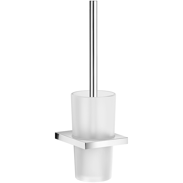 Smedbo Air Polished Chrome Toilet Brush with Frosted Glass Container