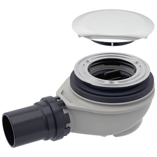 Geberit 90mm Round Shower Waste and Trap - Chrome Finish Cover