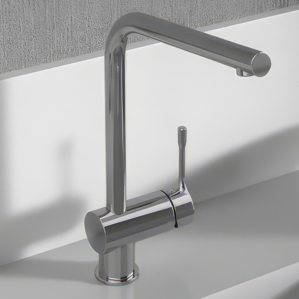 Ideal Standard Ceralook L-Shape Kitchen Mixer Tap with Swivel Tubular Spout - Stick Handle