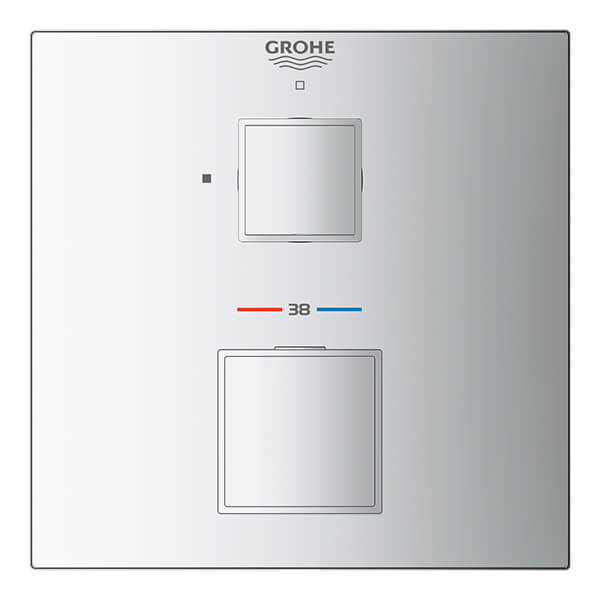 Grohe Grohtherm Cube Concealed Thermostatic Shower Valve - 2 Controls - Square Trim