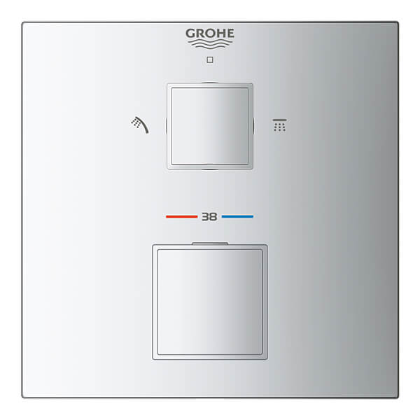 Alternate image of Grohe Grohtherm Cube Concealed Thermostatic Shower Valve - 2 Controls - Square Trim