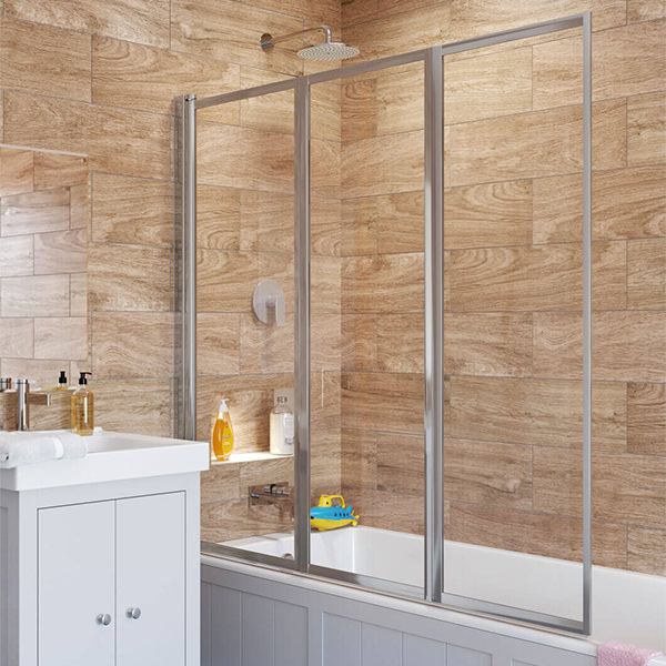 Additional image of Lakes Classic Framed Pivot Bath Screen 760 x 1400mm - Aluminium - Reversible